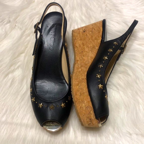 Jimmy Choo Shoes - JIMMY CHOO Star Studded Cork Wedges